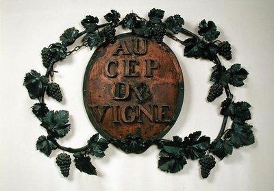 Au Cep du Vigne, vinhandlerskilt (kobber og jern) af French School